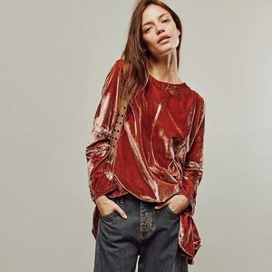 Free People Back To Business Velvet Top
